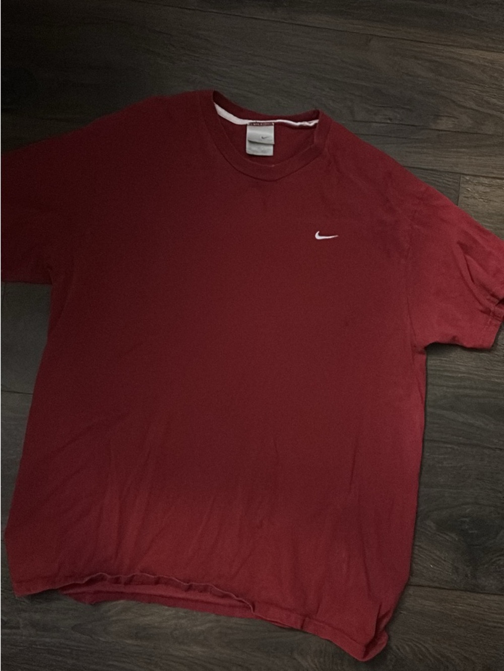 Nike Men's Burgundy Crewneck Tee with White Swoosh